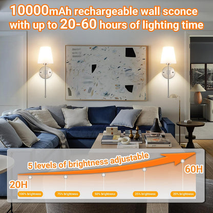 Nekhung Battery Operated Wall Sconce, Peel and Stick Sconces Set of 2