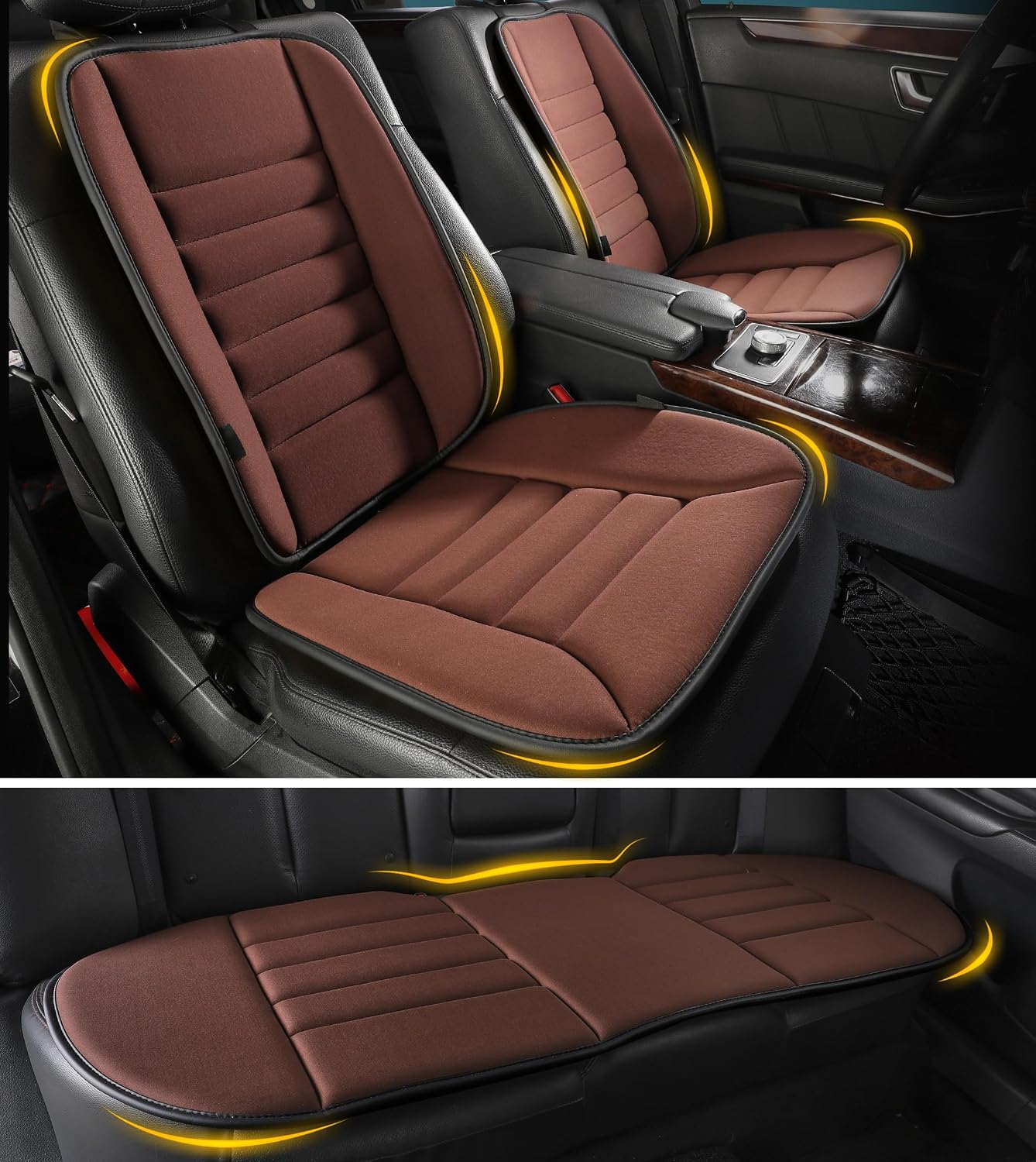 kingphenix Car Seat Cushion with Back Support Pillow, Memory Foam, Black | Memory Foam Car Cushion for Long Driving, Truck, Office Chair, Tailbone and Lower Back Support