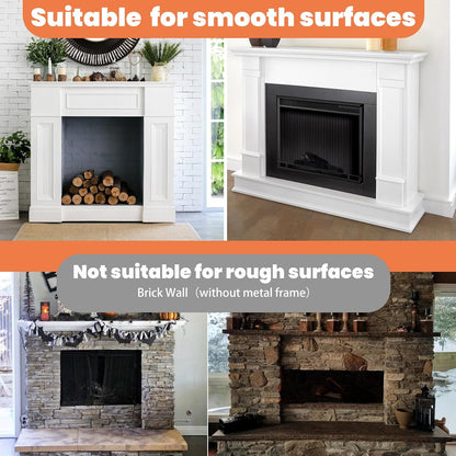 GCGOODS Fireplace Insulation Cover Kit to Prevent Heat Loss, Draft Stopper With Hook & Loop Tape, Adjustable Easy Cut to Fit, Transparent Screen, 39" x 78"