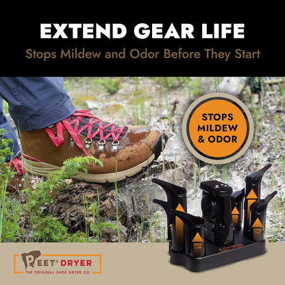 PEET Family Electric Boot & Shoe Dryer for 3 Pairs, 6 DryPorts | Dries Multiple , No Rotating, Silent & Always-On, For Ski & Work Boots, Kids Shoes, Made in USA