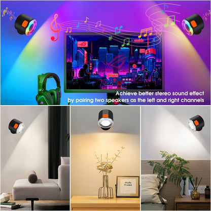 Wall Sconce, Rechargeable RGB Light with Bluetooth Speaker, Dimmable | Battery Operated LED Wall Sconce with Bluetooth Speaker, RGB & White Light, Dimmable Bedside Lamp for Bedroom Mood Light