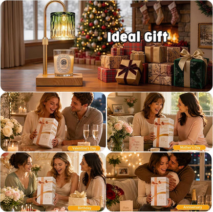 Candle Warmer Lamp with 3 Bulbs, Adjustable Height Dimmable Candle Warmer with Timer, Candle Lamp with Charming Gift Box Ribbon,Birthday Gifts for Women Mom, House Warming Gifts New Home Decor