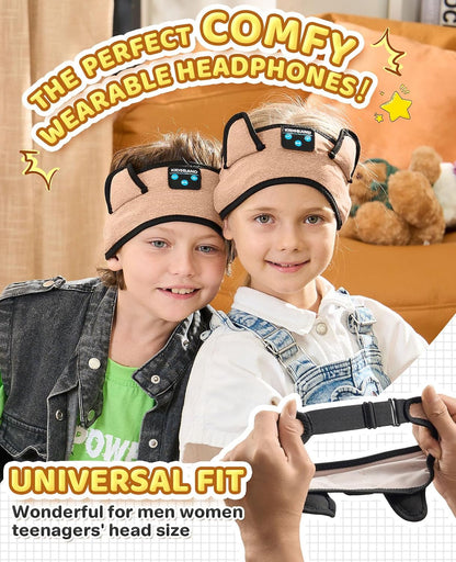KIDSBAND Kids Bluetooth Headphones, Sleep Headband [Wireless & Wired Playback 2in1] Foldable Headphones for School/Travel/Tablet/Sleep