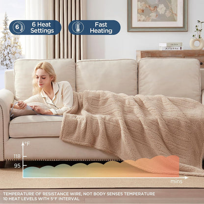 Westinghouse Electric Blanket Heated Throw, 6 Heat Settings, Grey