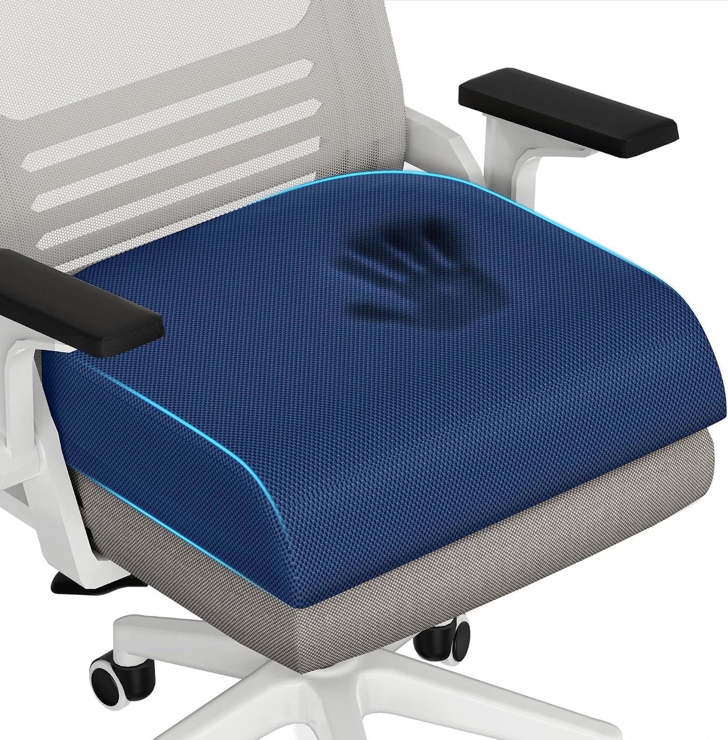 TranquilRelax Memory Foam Seat Cushion for Office Chair, 3-Inch, Black | Medium-firm Support for Long Sitting, Washable Mesh Cover, Non-slip Base, Perfect for Car Seats & Short Drivers