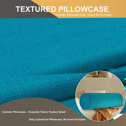 Tinbolunce Neck Roll Pillowcases with Zipper - Full Moon Bolster/Round Cylinder Pillow Case Cover for Bedroom, Living Room, Sofa - Solid Color Cervical Throw Pillow Covers