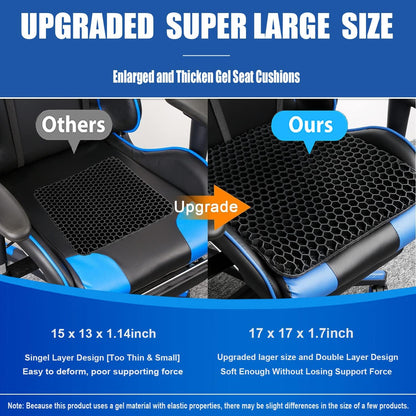 Gel Seat Cushion for Long Sitting Pressure Relief(Super Large&Thick) -Wheelchair Cushion for Pressure Sores - Coccyx,Sciatica & Tailbone Pain Relief Cushion- Non-Slip Butt Pillow for Office, Home, Car