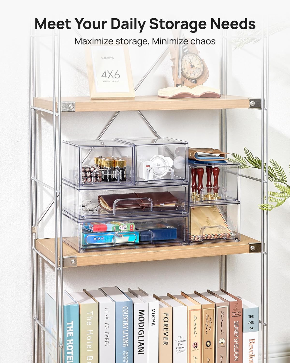 Vtopmart Clear Stackable Storage Drawers Set of 6, Plastic Organizer Bins | Multi-purpose Boxes for Bathroom Accessories Storage, Ideal for Cabinet, Shelf, Pantry, Laundry Room Organization