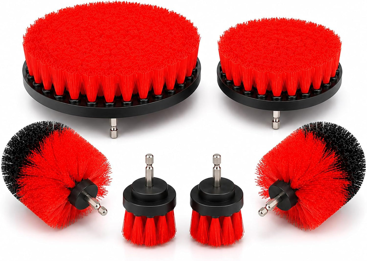 6-Piece Drill Brush Cleaning Set – Power Scrubber Attachments with 2”, 3.5”, 4” & 5” Brushes, Durable PP & PET Bristles for Bathroom, Tile, Grout, Kitchen, Tub & Floor Cleaning