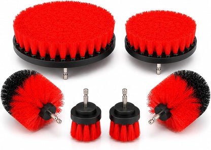 6-Piece Drill Brush Cleaning Set – Power Scrubber Attachments with 2”, 3.5”, 4” & 5” Brushes, Durable PP & PET Bristles for Bathroom, Tile, Grout, Kitchen, Tub & Floor Cleaning