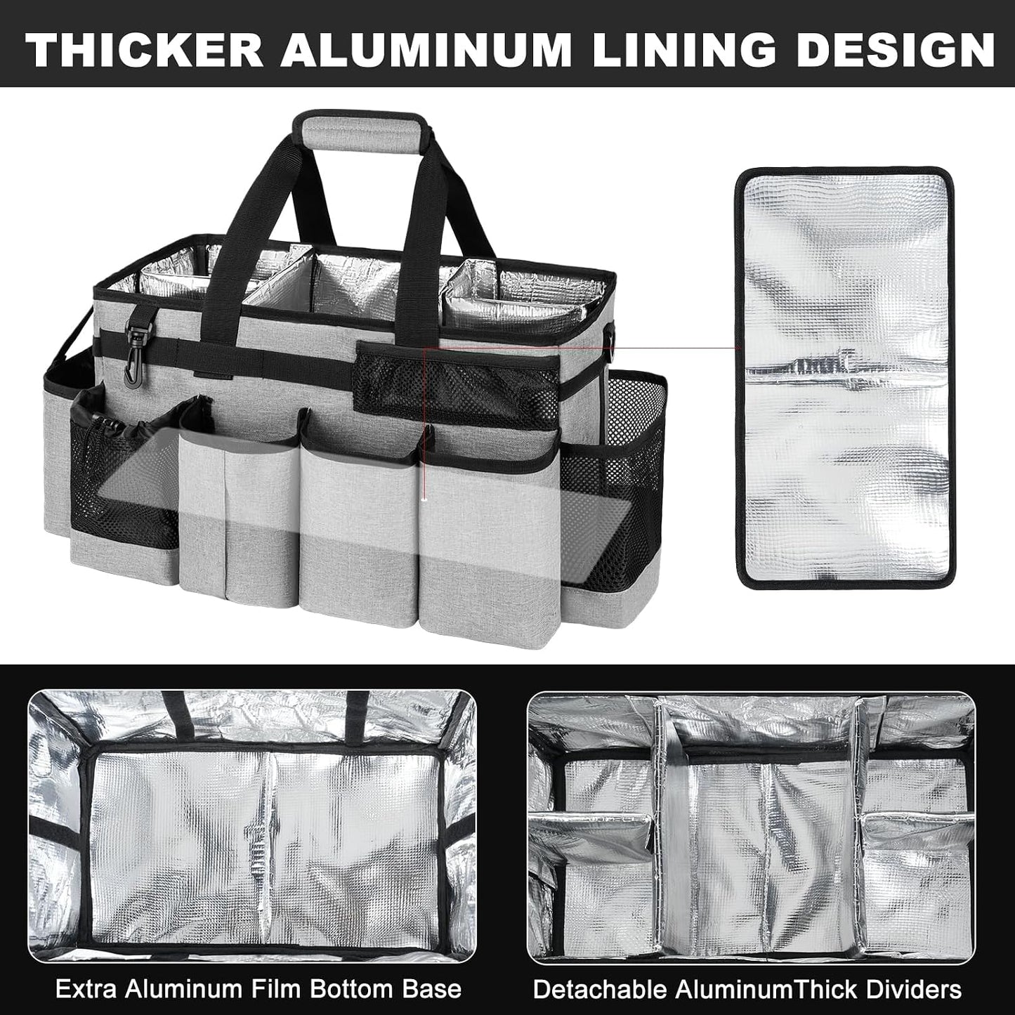 Cleaning Caddy Bag, Extra Large Cleaning Supply Bag for Housekeepers,Black | Sturdy Cleaning Caddy Organizer for Cleaning Supplies with Handle and Adjustable Shouder Strap, Easy to Clean Design
