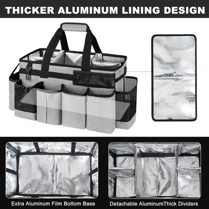 Cleaning Caddy Bag, Extra Large Cleaning Supply Bag for Housekeepers,Black | Sturdy Cleaning Caddy Organizer for Cleaning Supplies with Handle and Adjustable Shouder Strap, Easy to Clean Design