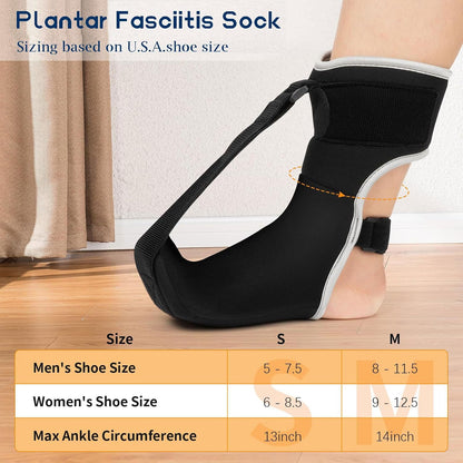 Adjustable Night Splint for Foot Drop & Plantar Fasciitis Relief, Soft Breathable Ankle Brace Support with Massage Ball for Achilles Tendonitis, Heel Spur, Flat Arch