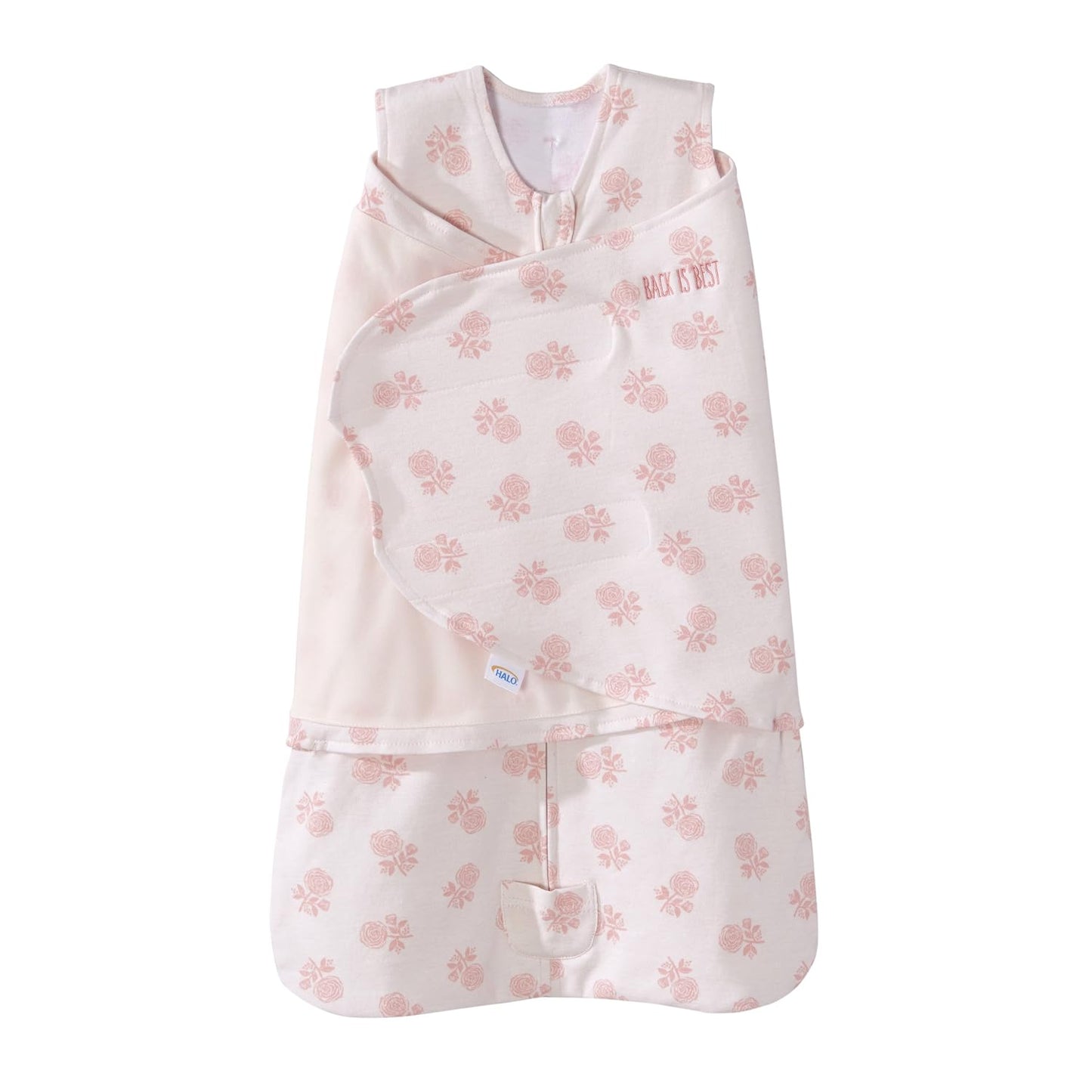 HALO 100% Cotton Sleepsack Swaddle, 3-Way Adjustable Wearable Blanket, TOG 1.5, Pink Floral, Newborn, 0-3 Months - Colors A