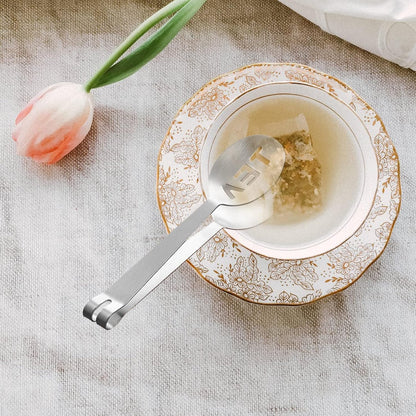 4 Pack Stainless Steel Tea Bag Squeezer Tea Bag Holder Strainer Clip Tea Bag Spoon Tea Bag Tongs for Loose Tea Gripping Ice Cubes Loosing Leaf