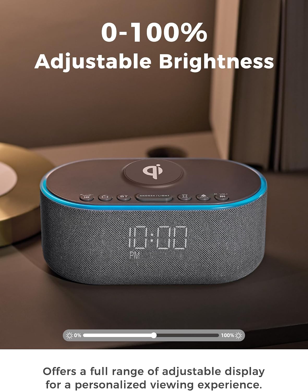 Odokee Qi Certified Wireless Charging Alarm Clock Radio for Bedroom