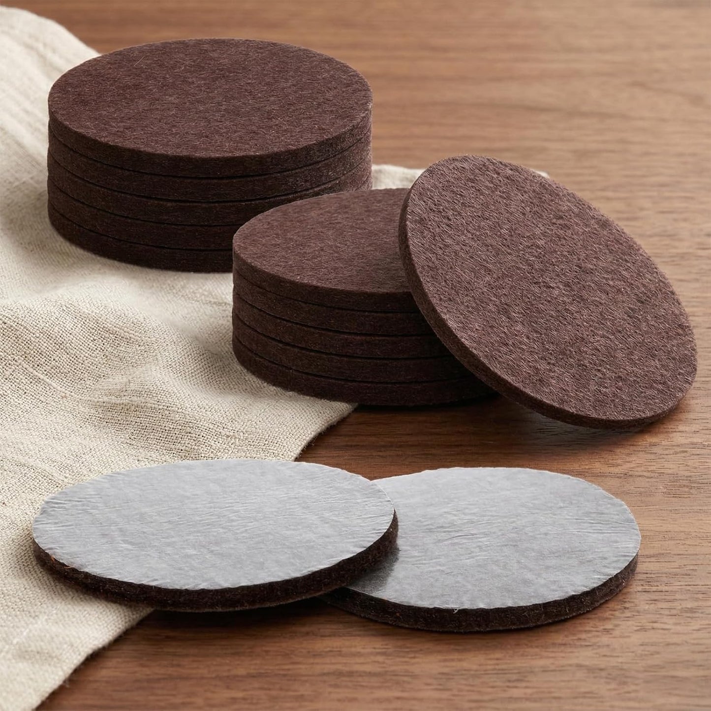 16 PCS 3" Round Felt Furniture Pads, Self-Adhesive Floor Protectors for Chair Legs 5mm Thick Non Slip Furniture Pads for Hardwood Floors Tables Feet Sofas Brown