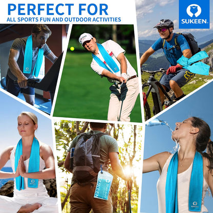Sukeen 4 Pack Cooling Towels (40"x12") for Neck and Face Instant Cooling | Stay Cool in Hot Weather,Versatility,Soft,Breathable,Durability for Sports,Outdoor activities,Summer works in heat