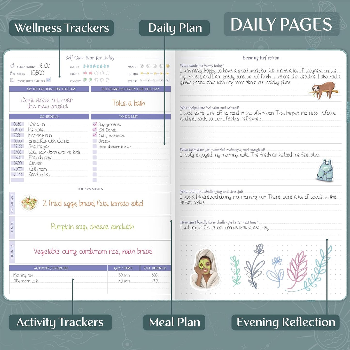 Legend Self-Care Journal – Guided Daily Reflection Journal to Support Mental & Physical Health – Daily Mood, Meditation & Personal Development Notebook – 7.1x10.5”, Lasts 3 Months (Turquoise)