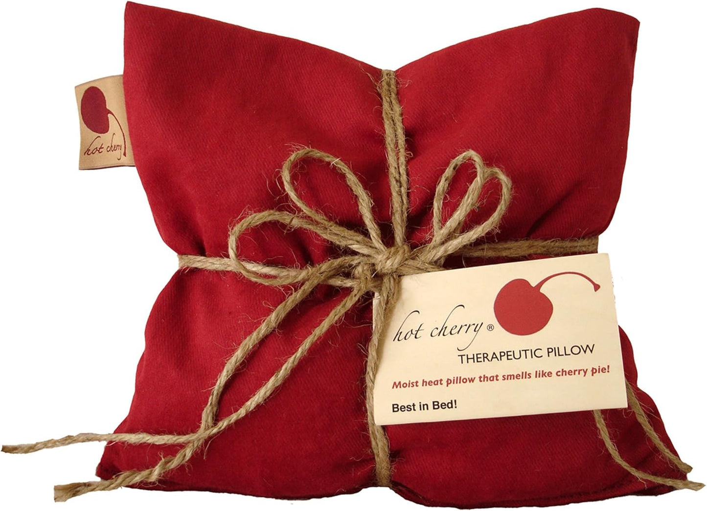Square Red Ultra-Suede Microwavable Cherry Pit Pillow, Hot/Cold Compress | Sustainable Heating Pad, Moist Heat Muscle Joint Pain Relief