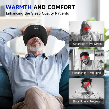TOPOINT Sleep Mask Headphones Bluetooth Wireless 5.4, Breathable Cotton Eye Mask for Sleeping Side Sleepers Travel Music Headsets with Microphone Handsfree Men Women