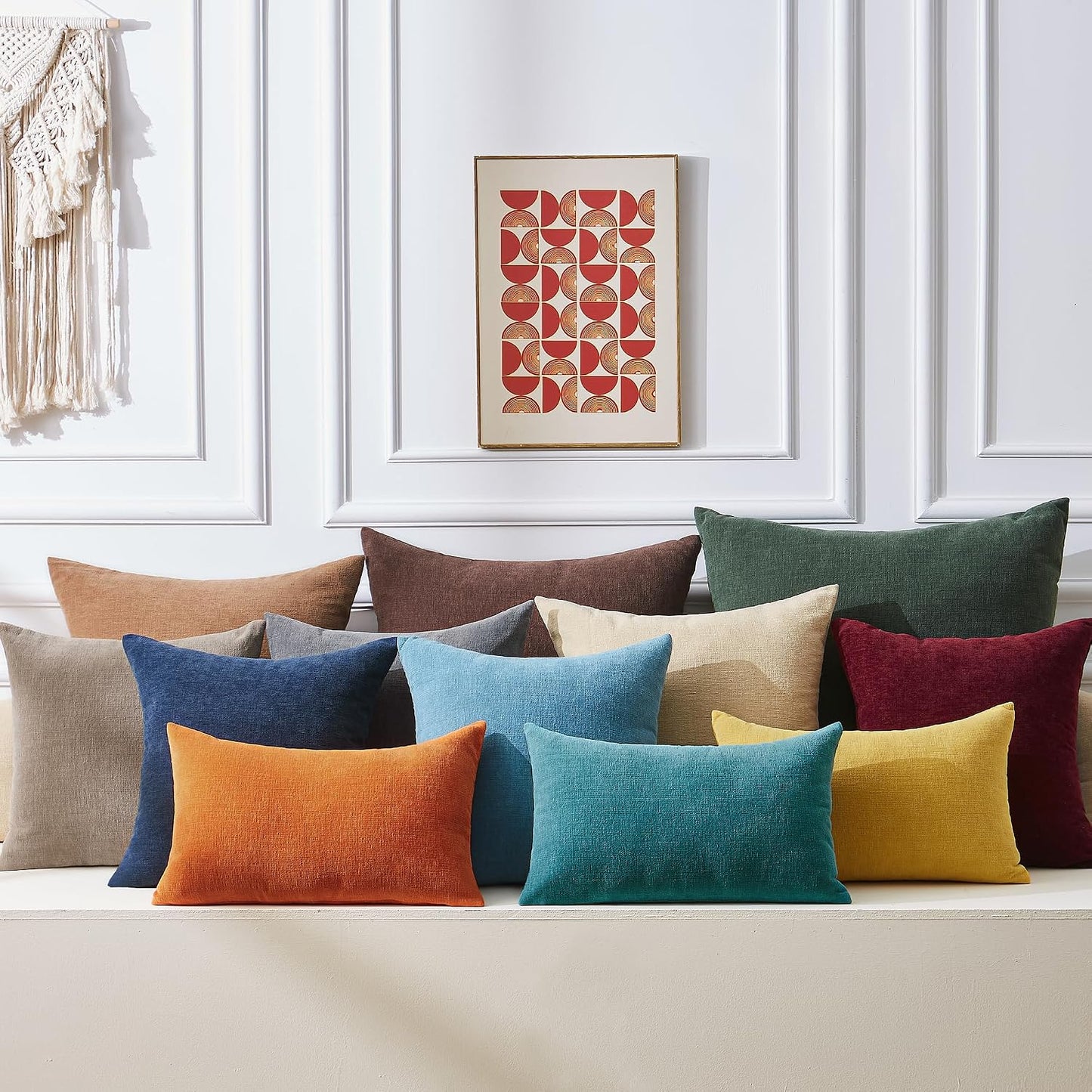 GAWAMAY Lumbar Support Pillow Decorative Rectangle Throw Pillow Covers 12"x20" Inch Set of 2, Soft Chenille Fall Pillowcase for Living Room Bedroom Sofa Couch Cushion Cover Grey 30x50cm (No Insert)
