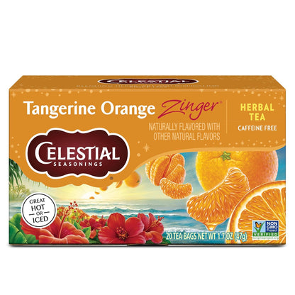 Celestial Seasonings Raspberry Zinger Herbal Tea, Caffeine Free, 20 Tea Bags Box