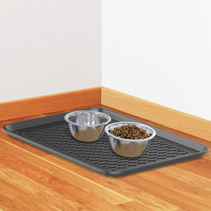Stalwart All-Weather Outdoor or Indoor Boot Tray, Black | Weather-Resistant Hard Plastic Shoe Mat with Raised Edge for Deck, Patio, or Entryway Decor