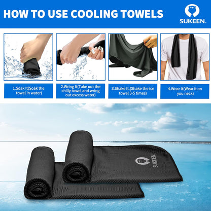 Sukeen 4 Pack Cooling Towels (40"x12") for Neck and Face Instant Cooling | Stay Cool in Hot Weather,Versatility,Soft,Breathable,Durability for Sports,Outdoor activities,Summer works in heat