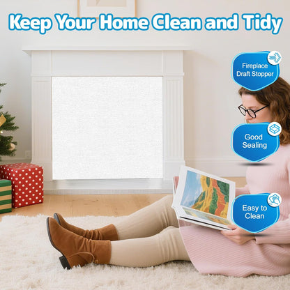 Air Jade Fireplace Cover, Insulation Fireplace Draft Stopper | Keep Drafts Out & Stop Heat Loss, Include Hoop & Loop Fasteners, Fits up to 55 x 39 inches, Easy Cut to Fit