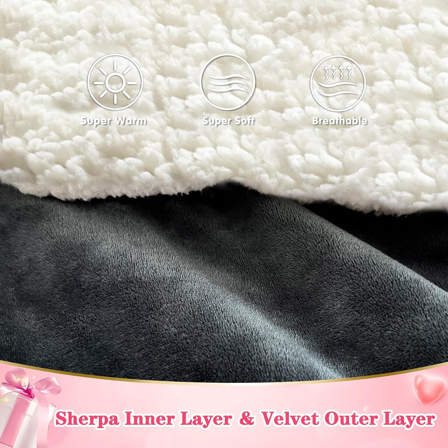 Wearable Blanket Sweatshirt Gifts for Women and Men, Warm and Cozy Giant Blanket Hoodie, Thick Flannel Blanket with Sleeves and Giant Pocket - Dark Gray