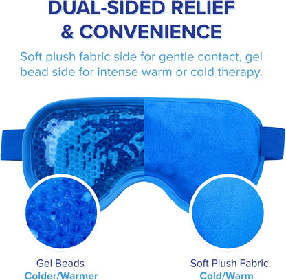 LIFE WORKS Gel Eye Mask with Cutout, Reusable, Hot or Cold, Blue