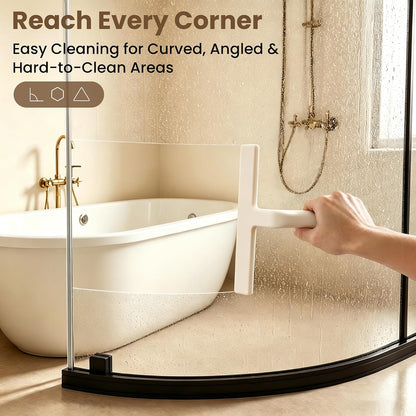 10 Inch Silicone Shower Squeegee for Glass Doors, Streak-Free, Black | No-Squeak Silicone Blade, Ergonomic Round Grip and Built-In Hook for Quick Daily Cleaning of Shower Glass, Tile and Windows