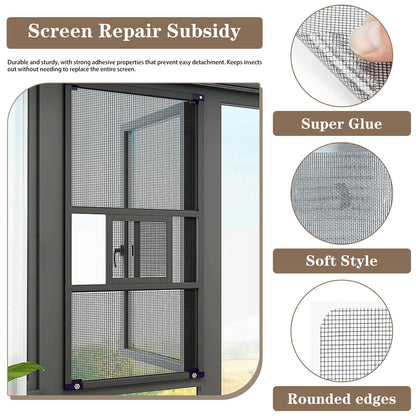 Black Window Screen Repair Kit, 16 Pcs 4 Sizes High-Strength Adhesive Fiberglass Screen Patches for Mesh Door and Window Repair (Black)