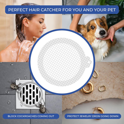 35 Pack Hair Catcher Shower Drain Disposable Mesh Stickers (Round)