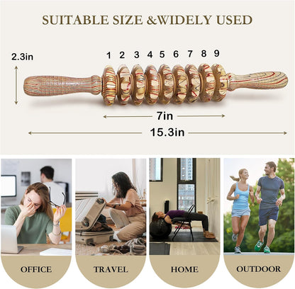 Manual Wood Therapy Massage Stick, Wooden Cellulite Muscle Roller for Legs | Body Sculpting, Lymphatic Drainage Massager, Wooden Massage Tools for Trigger Points Relief, Sore Muscle Recovery