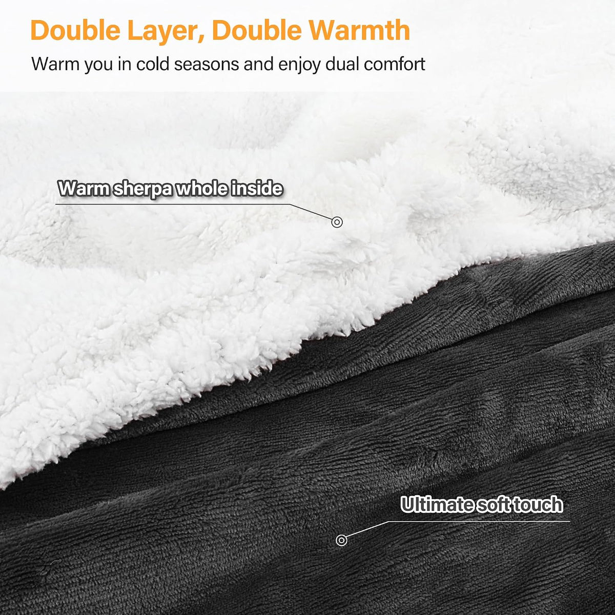 Catalonia Sherpa Wearable Blanket with Sleeves and Pocket for Adults