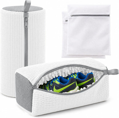 Shoe Washing Machine Bag - 360° Deep Clean shoe washing bag - 2Pc | Laundry Shoe Bag for Washer and Dryer - Reusable Shoe Cleaning Bag -Shoe Bag for Washing Sneakers etc with Zip Lock - Yellow