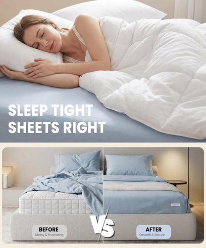 Bed Sheet Holders for Corners - Adjustable Mattress Sheet Straps & Fitted Sheet Clips, Professional Bed Sheet Grippers & Fasteners to Keep Sheets in Place, Secure Sheet Lock