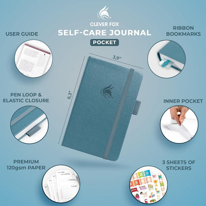 Clever Fox Self-Care Journal for Women, Daily Planner 5.8x8.3 Aquamarine | 3-month mental health journal, habit tracker, wellness journaling supplies for women & teen girls, gratitude & mood log