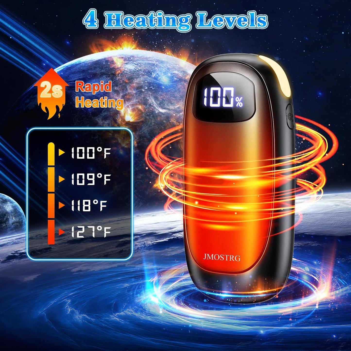 Hand Warmers Rechargeable, Electric Dual-Sided Heating with LED Display & Flashlight, Max 127℉, 13Hrs Long Lasting Pocket Heater for Raynauds, Golf, Hunting, Camping, Birthday Gifts for Men Women