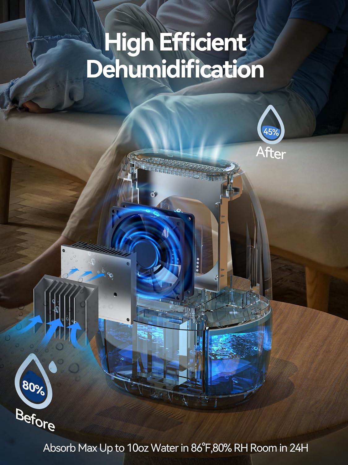 Dehumidifiers for Home, 34 oz Small Dehumidifier for Room, Quiet Dehumidifiers for Bathroom, Bedroom, RV, Closet with Auto Shut Off, 7 Colors Night Light
