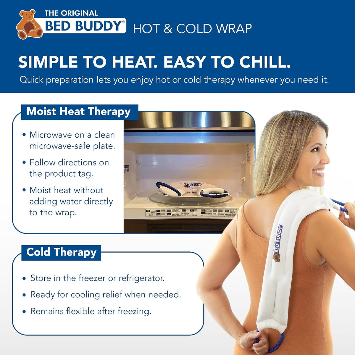 Carex Bed Buddy Heat Pad And Cooling Neck Wrap - Microwave Heating Pad For Sore Muscles - Cold Wrap Pack For Aches and Pain