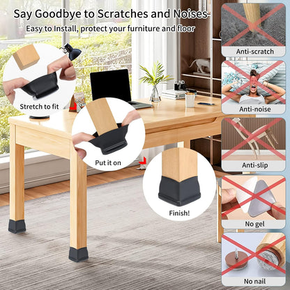 Ezprotekt Chair Leg Sliders for Carpet, 24 Pcs Square Chair Glides for Carpet, Carpet Furniture Pads Stool Leg Protectors Caps, Carpet Furniture Glides Quickly and Easily (L Fit:1" - 1.4")