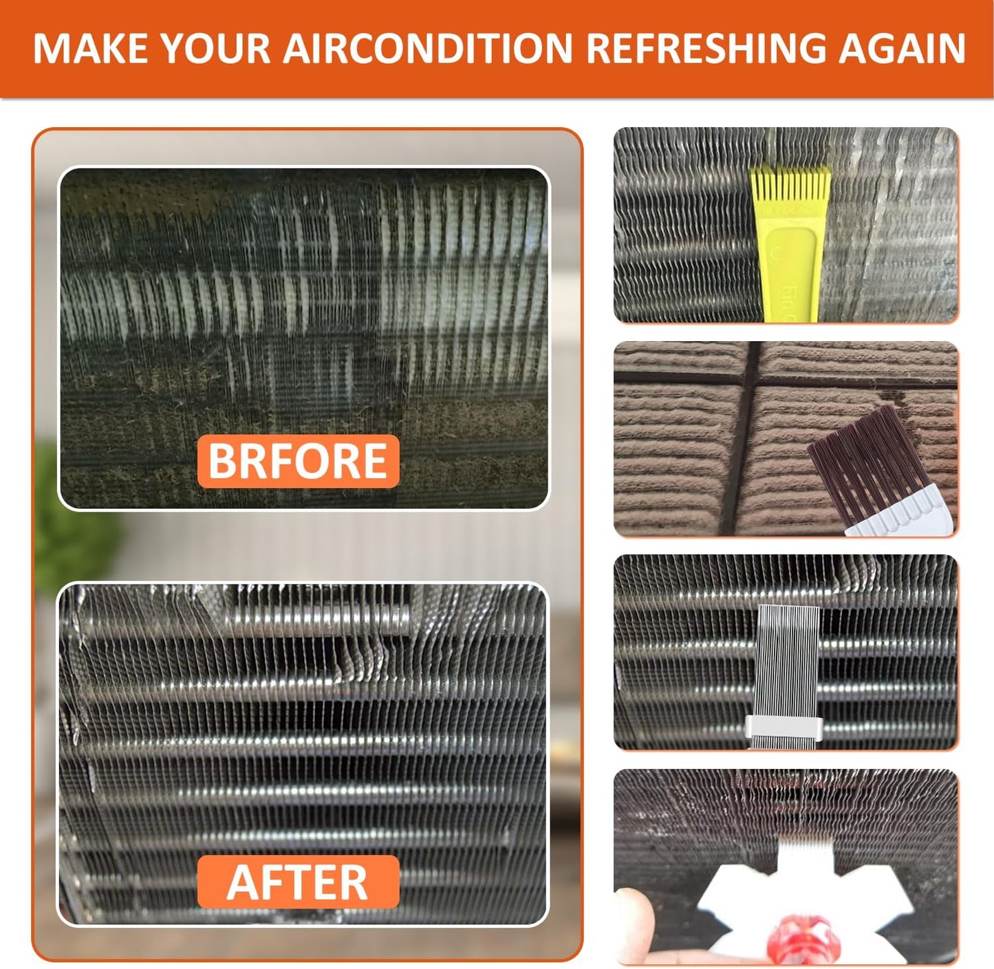 Cenipar 2PCS Air Conditioner Condenser Fin Comb Set Include FCR6 Fin Comb and Stainless Radiator Fin Comb Compatible with Air Conditioner HVAC Fin Comb Straightener
