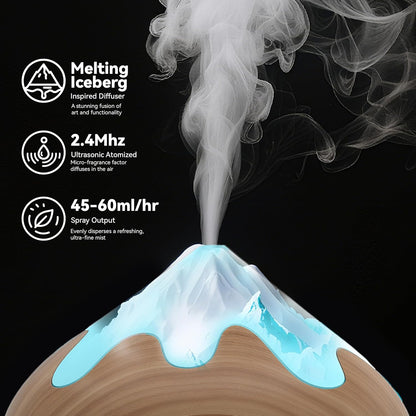 500ML Essential Oil Diffuser, Aromatherapy Diffuser with Remote Control, Multifunctional Air Diffusers for Home Office Room, Fragrance Aroma Diffuser with 7 Color LED & 2 Mist Mode, Brown