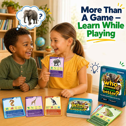 Quokka Who Guess It Better Countries – Educational Game with Visual Clues, Geography Learning Card Set, 50 Cards, Screen-Free Travel Game for Kids Ages 6+