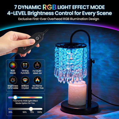 Candle Warmer Lamp with Timer Dimmer，2H/4H/8H Timer , Lamp Candle Warmer with Marble Base for Adjustable Height, Crystal Wax Melt Warmer for Jar Candles, House Warming Decor Gifts Mothers Day Gifts