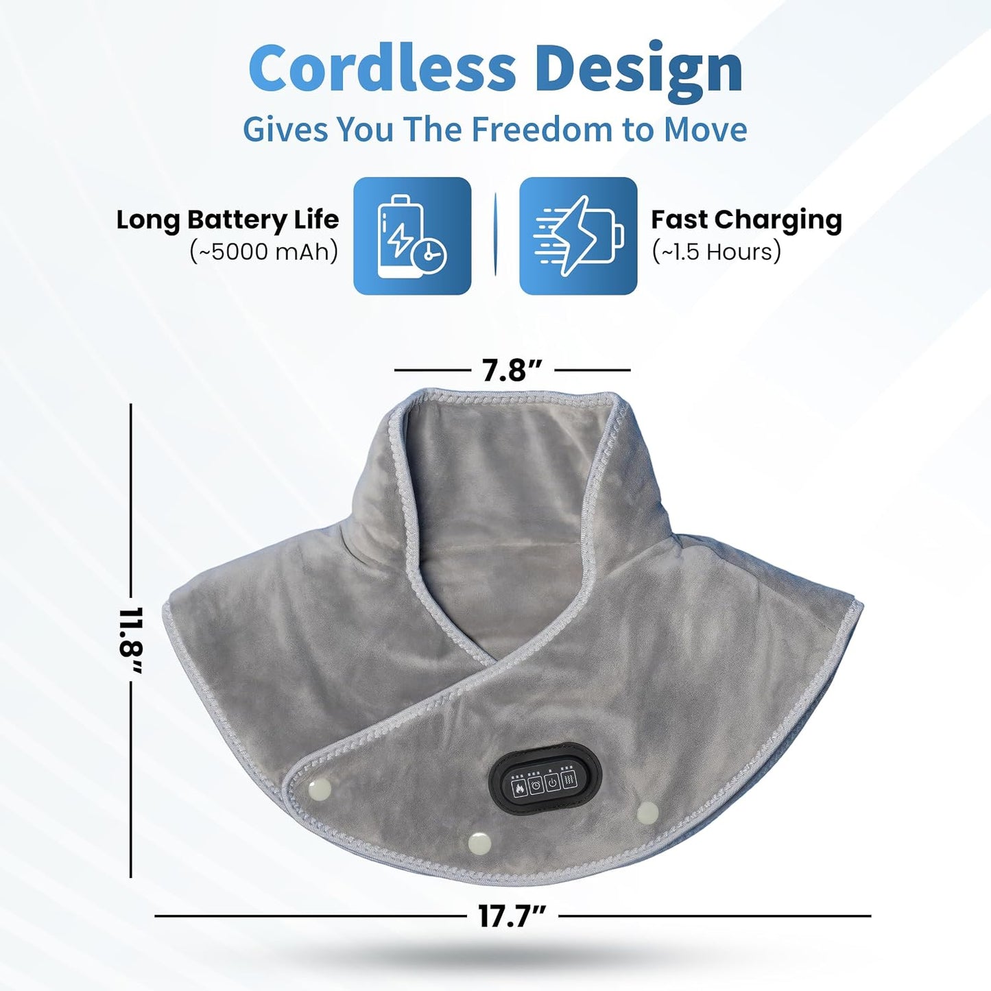 Callixe TheraWrap | Cordless Heating Pad for Neck, Shoulders, and Upper Back | Cervical Electric Massager with Instant Heat and Vibration for Pain Relief & Deep Relaxation | Ideal Gift for Mom & Dad