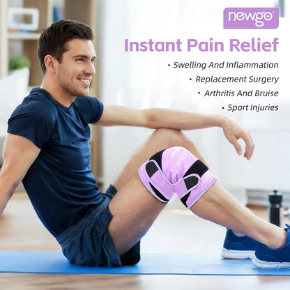 NEWGO Knee Ice Pack Wrap, 360° Full Wrap, Blue | Y-shaped Strap Stays Put, Reusable for Knee Replacement, ACL, Arthritis, Swelling, and Sports Injuries, 21.7" x 9.8"